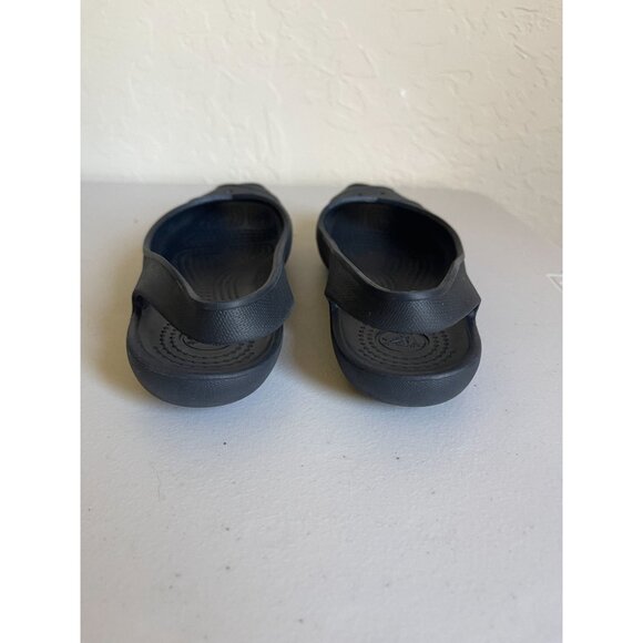 CROCS Farrah Size 6 Black Rubber Slingback Peep Toe Flats - Picture 5 of 6